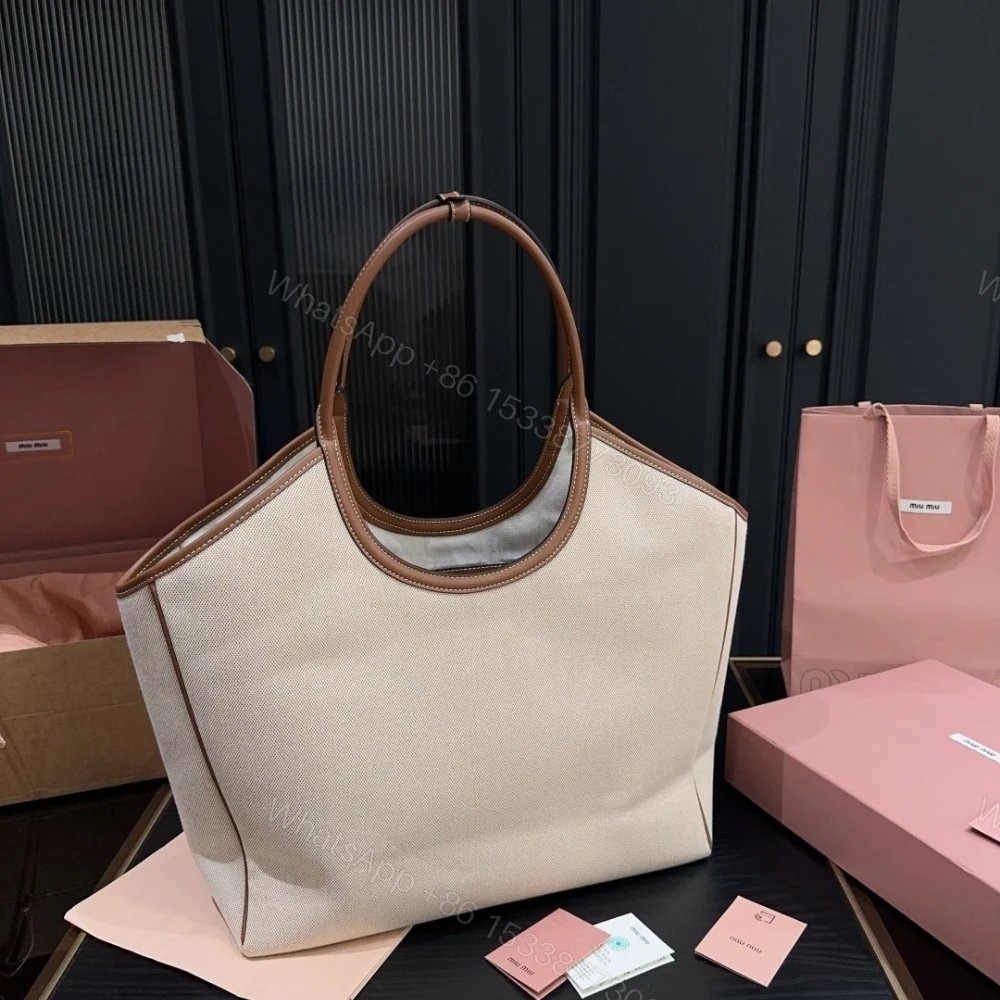 View 5 of MIUMIU IVY TOTE BAG BEIGE AND BRANDY 38CM