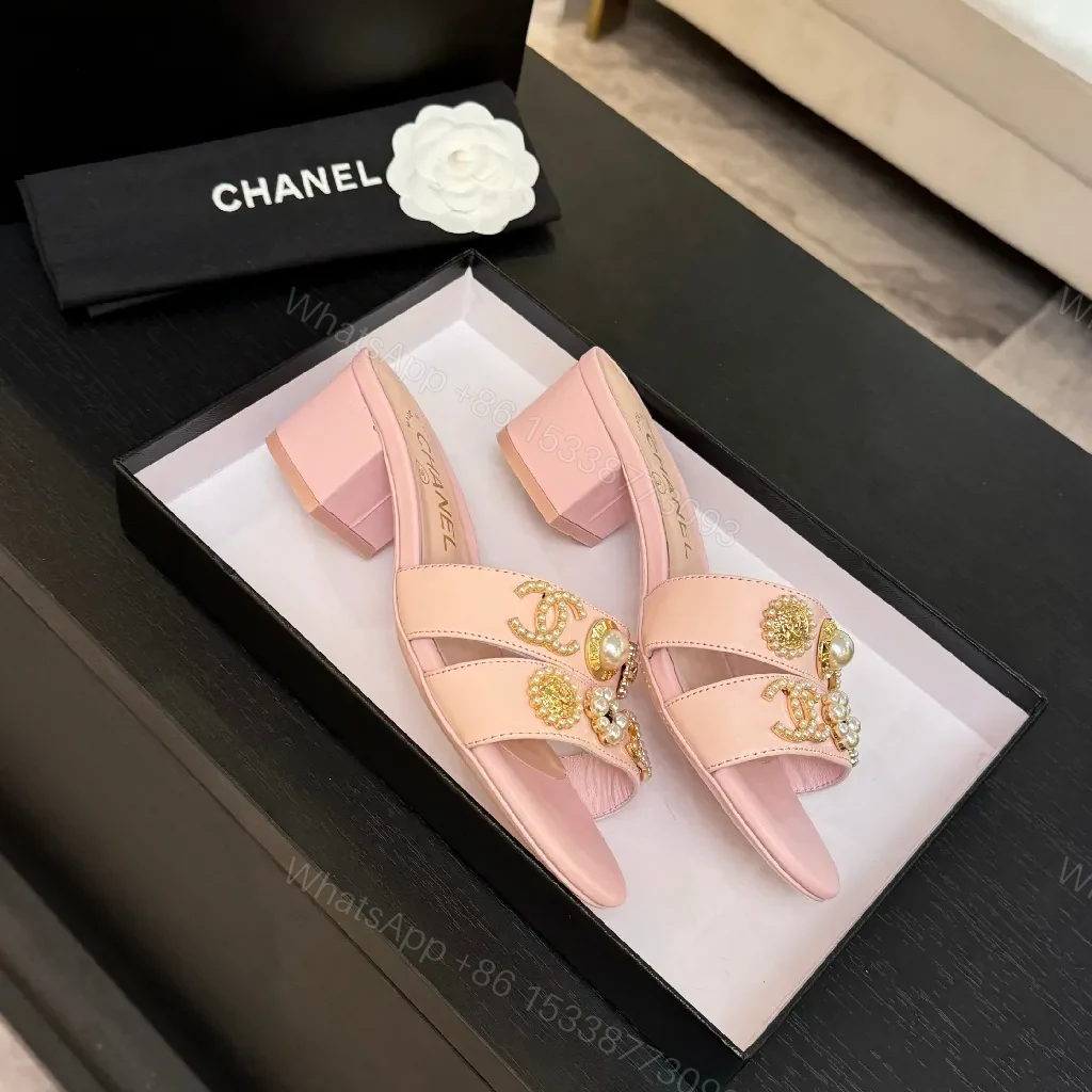 View 9 of Soft Pink Satin Embellished Slip-On Heels: Elevated Glam Slide