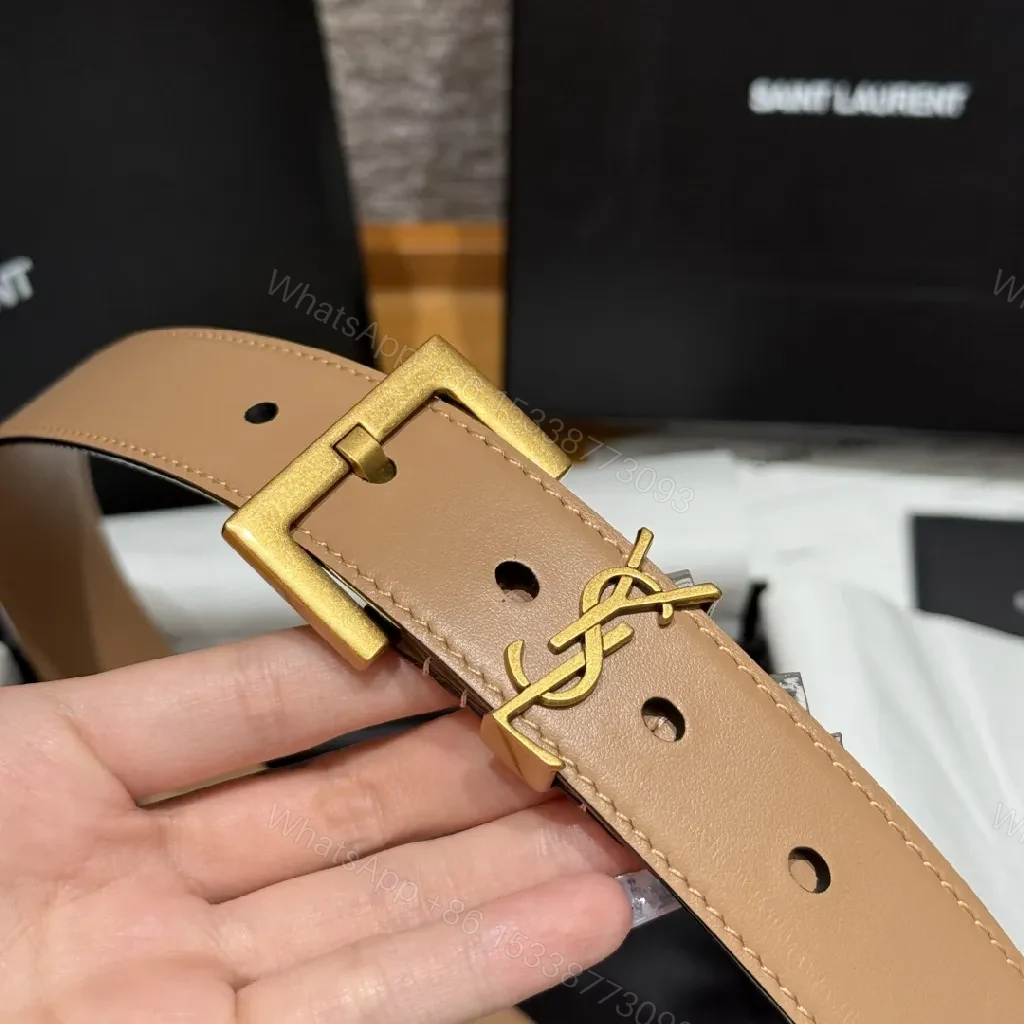 View 5 of Chic Leather Belt with Gold-Tone Hardware Belt