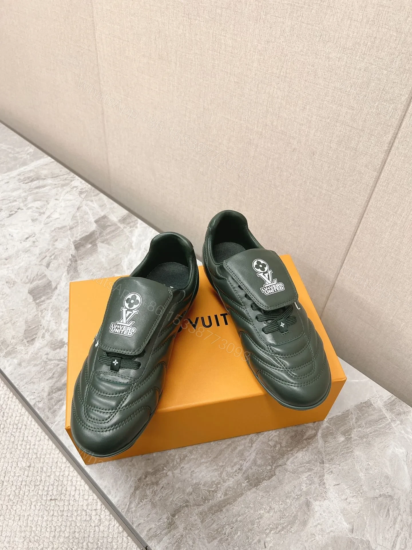 View 6 of LV Women Dark Green Leather Sneakers