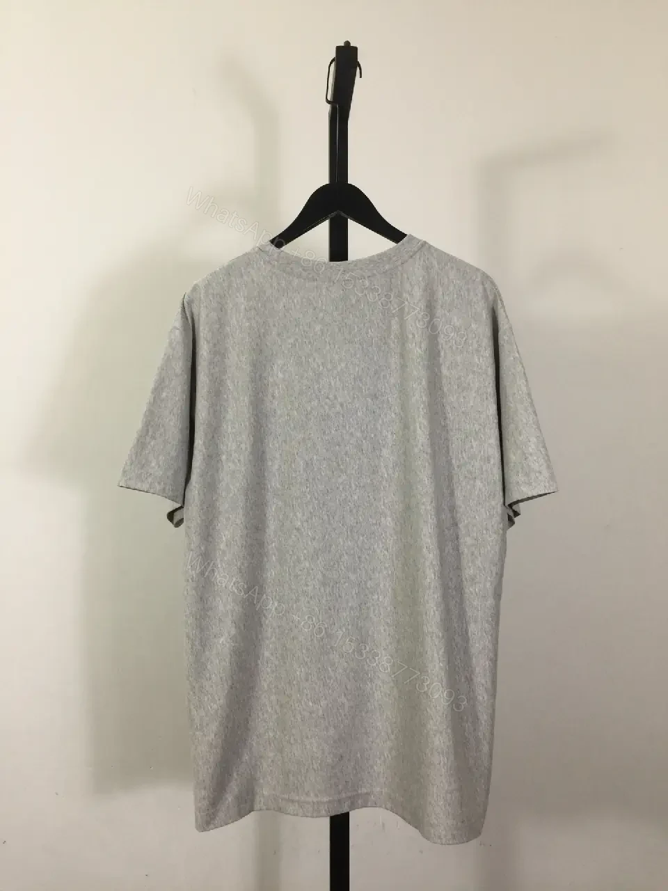View 5 of Gray Knit Tee with Subtle Logo, Casual Luxe Top