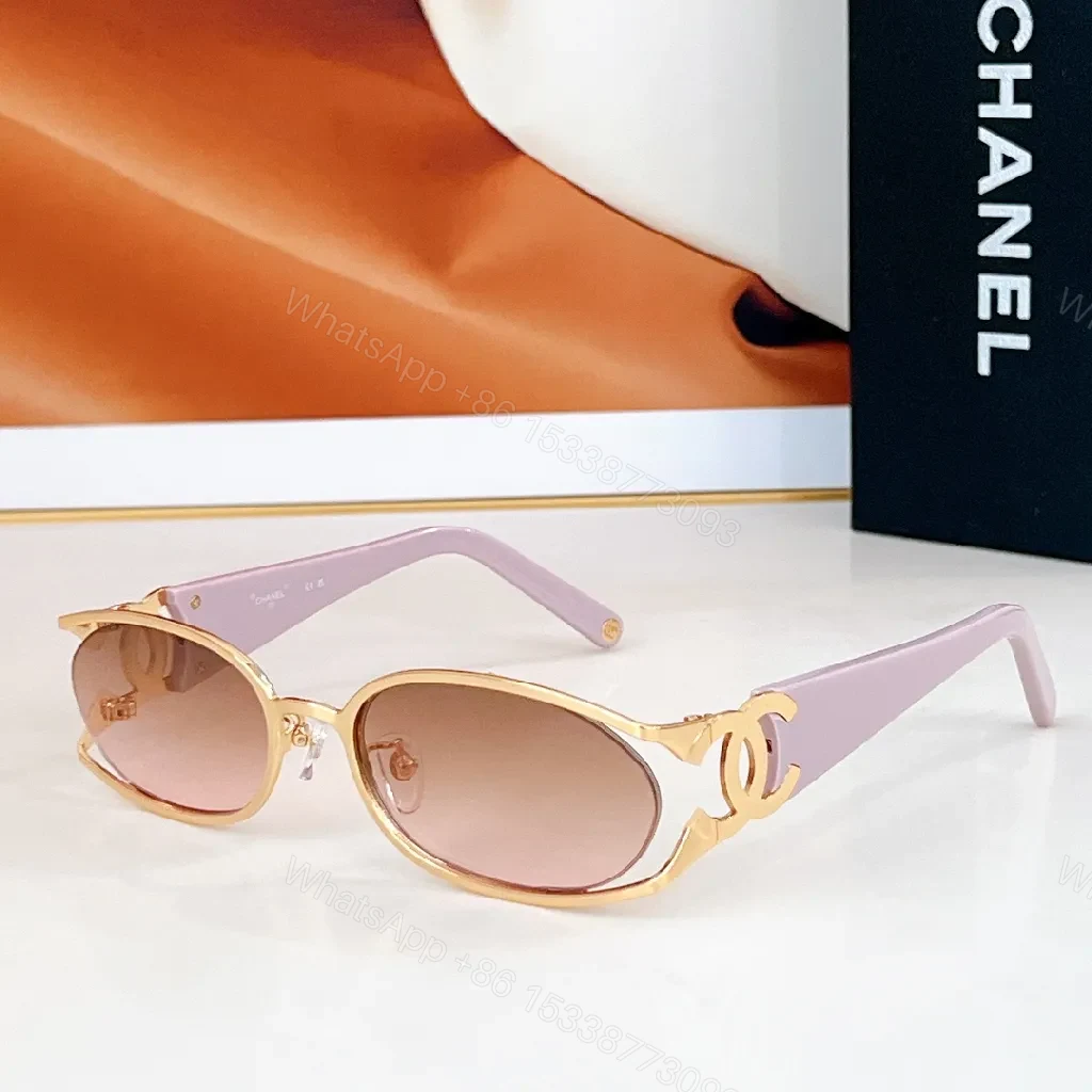 View 5 of Oval Sunglasses – Rose-Tinted, Semi-Rimless, Logo Detail