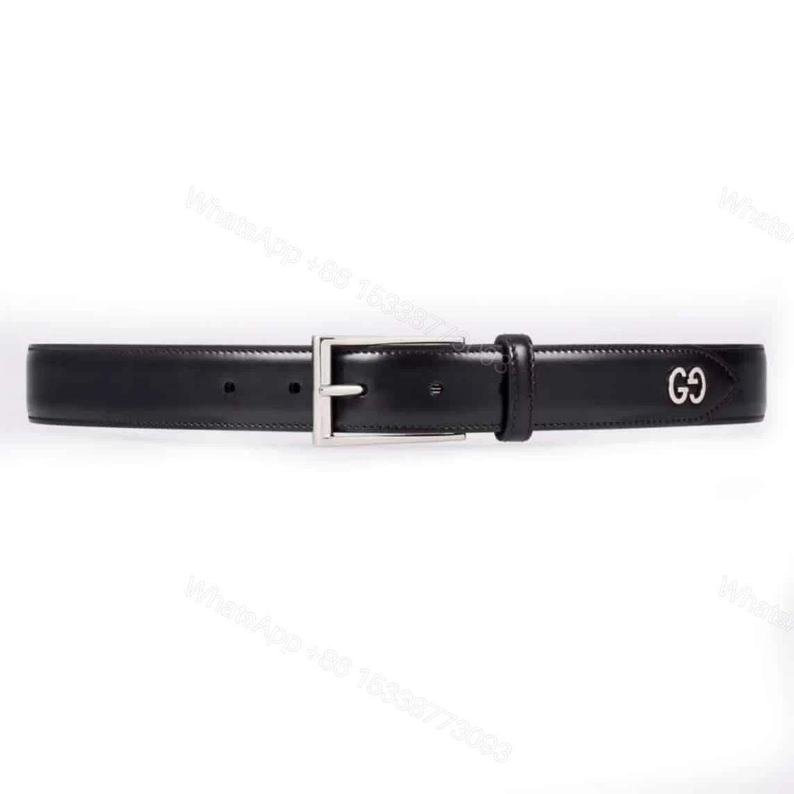 GUCCI LEATHER BELT WITH GG DETAIL – B46 — view 1