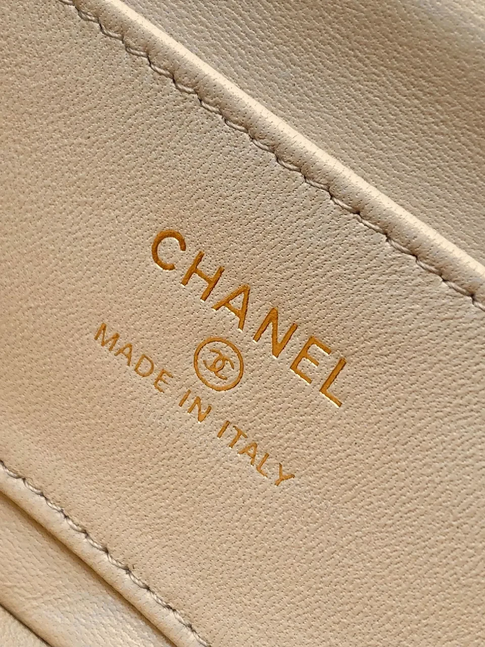 View 5 of Quilted Mini Flap Bag: Neutral Leather, Gold Hardware, Classic Chic