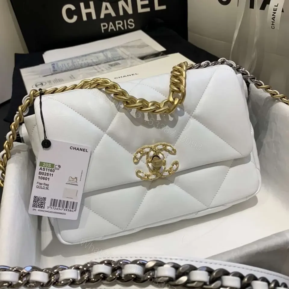 View 2 of CHANEL 19 FLAP MEDIUM WHITE LAMBSKIN