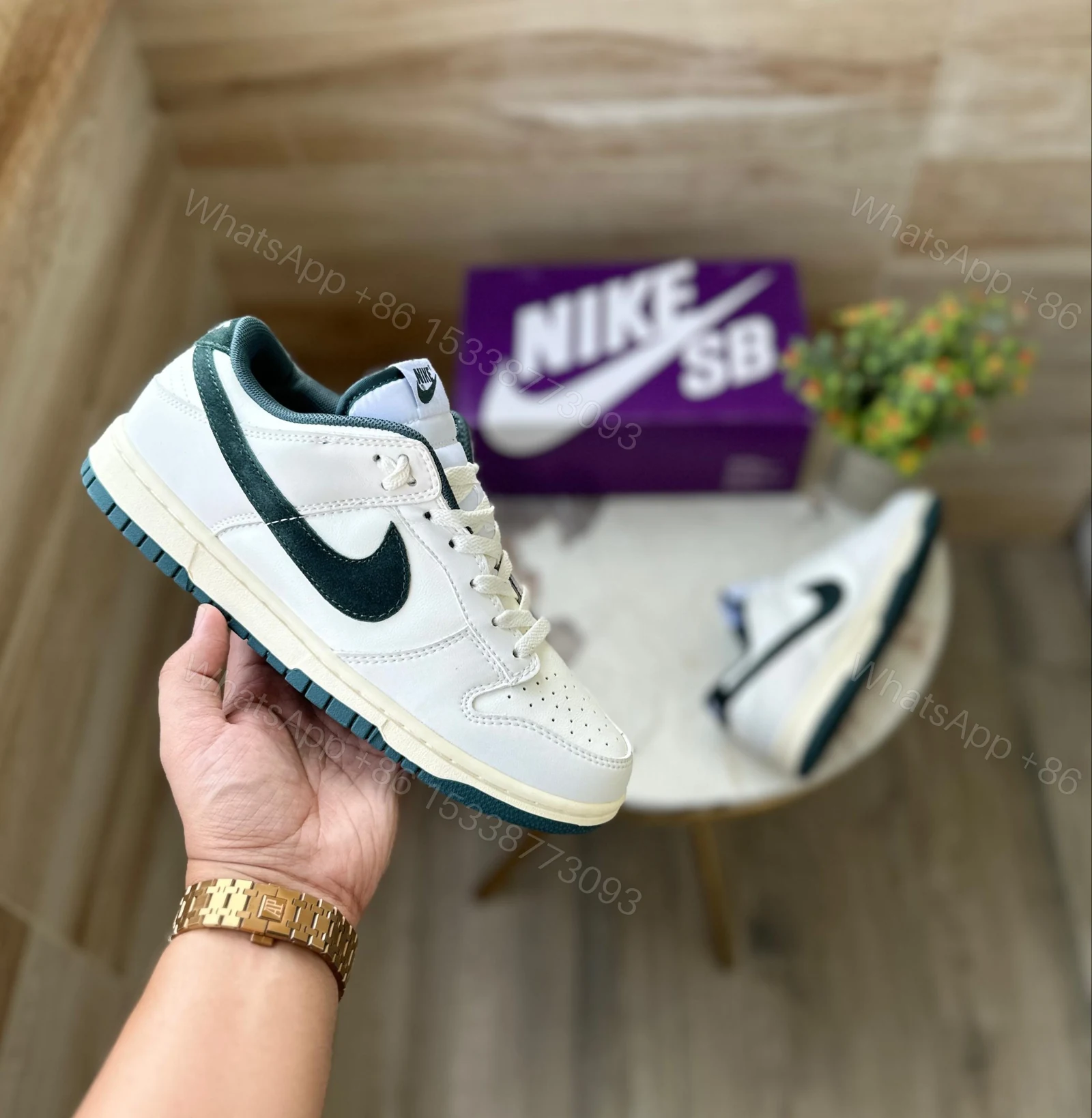 View 5 of Nike dunk white green shoes- imported 7A on sale