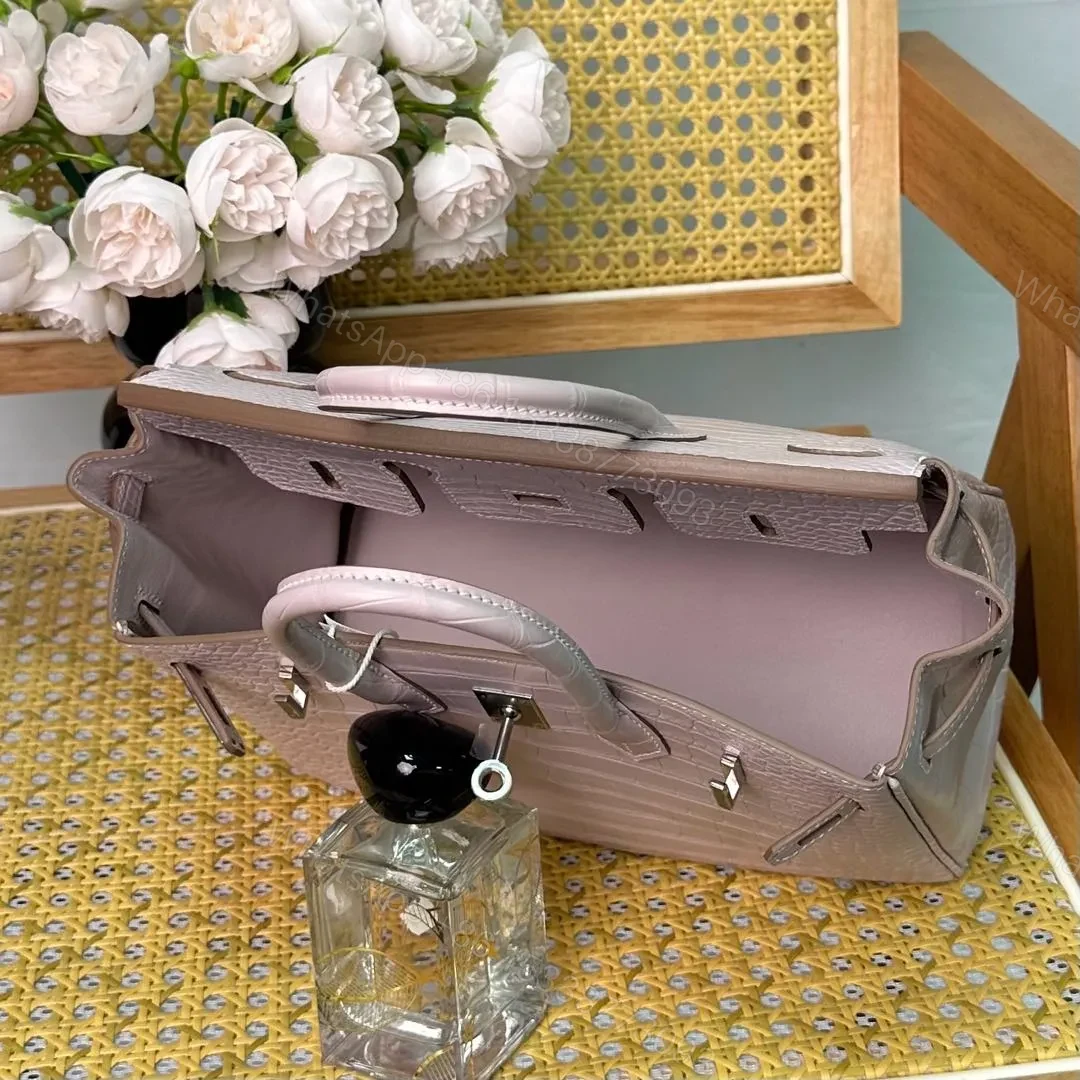 View 7 of Hermes Birkin 25cm Sakura Pink Crocodile Leather Gold Hardware