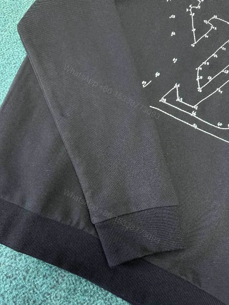 View 7 of Black Cotton Blend Hoodie: Subtle Lux, Handcrafted Logo, Relaxed Fit