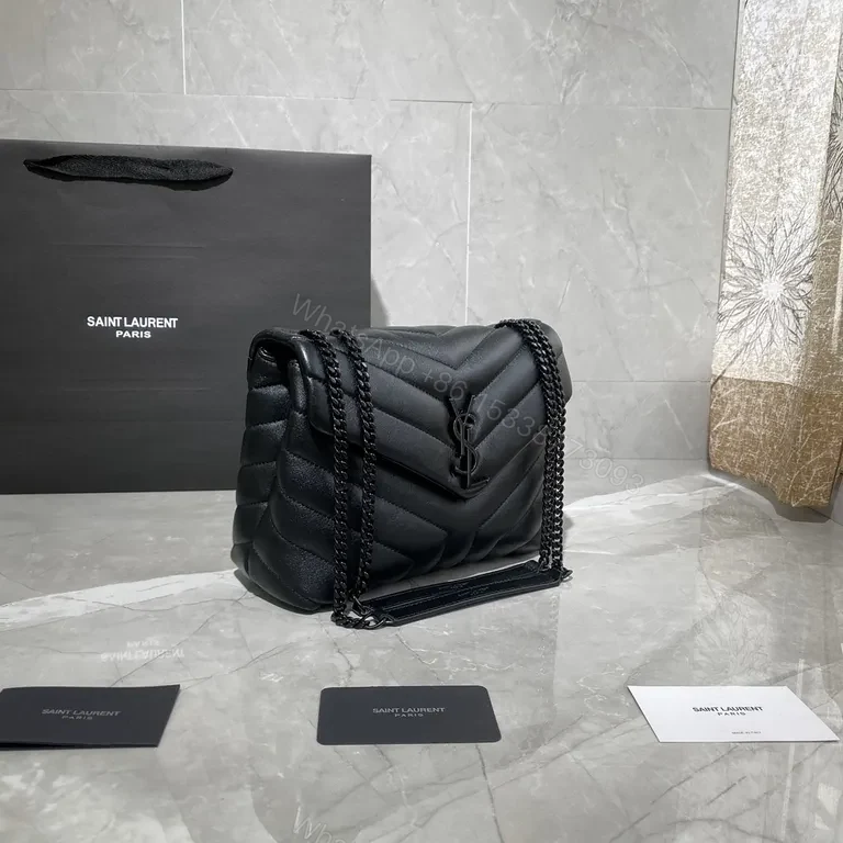 View 2 of Chic Black Quilted Leather Shoulder Bagâ€”YSL Luxury