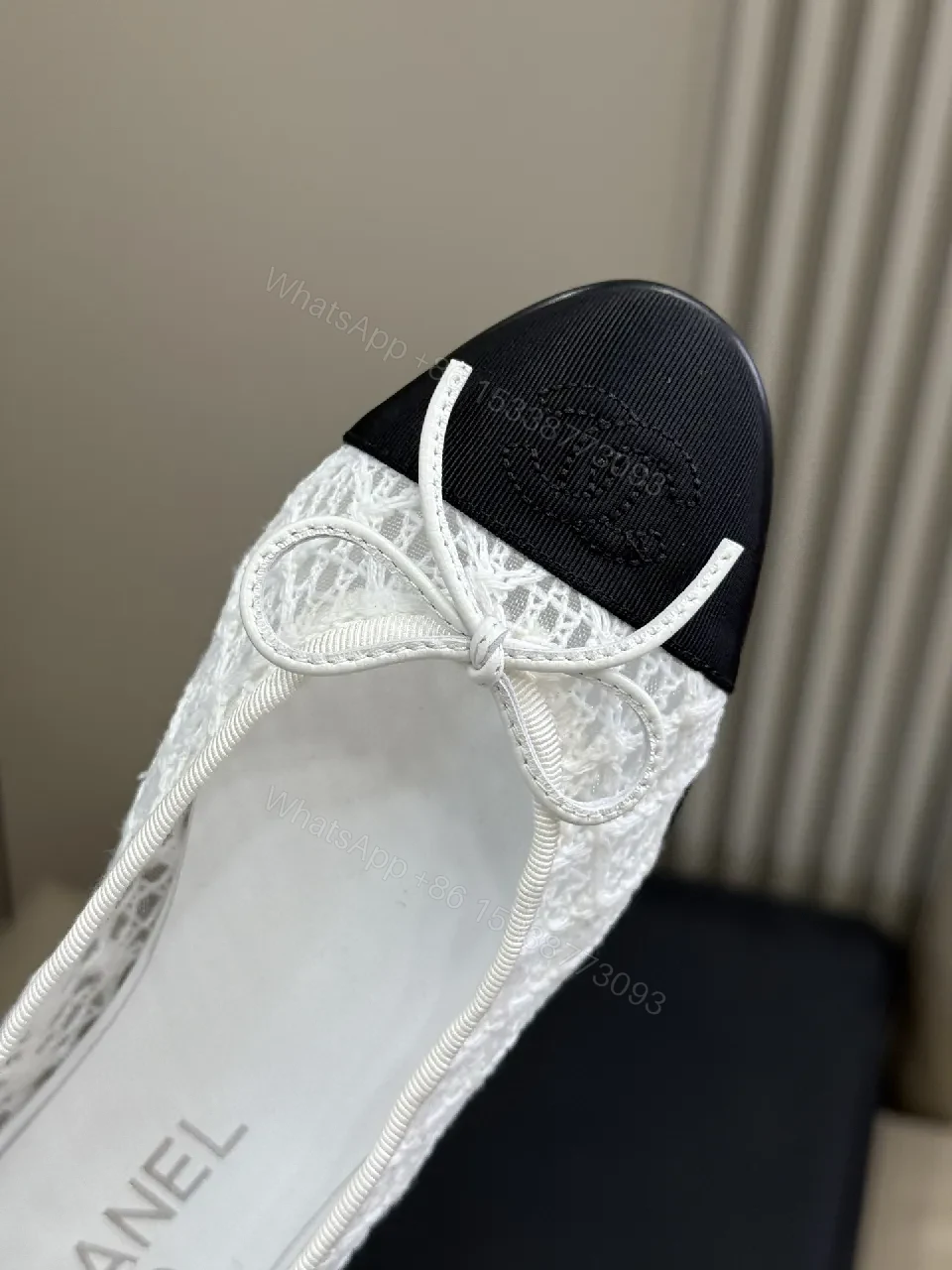 View 3 of Lace-Detail Flats Cap Toe Ballet Shoes, Elegant Everyday