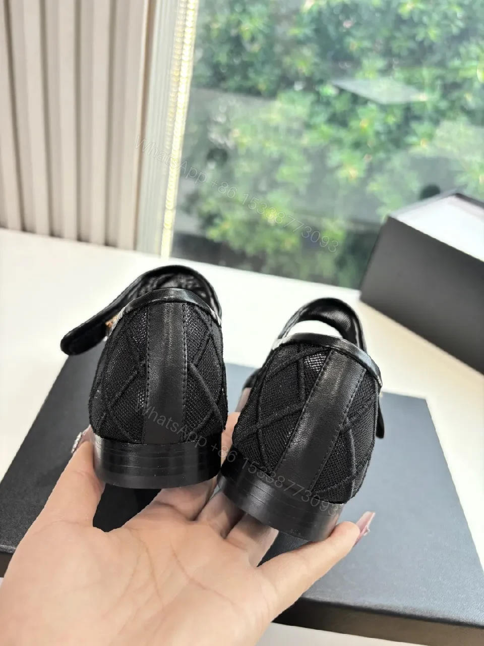 View 8 of Quilted Black Mary Janes - Leather Trim, Signature Hardware, Flat Shoes