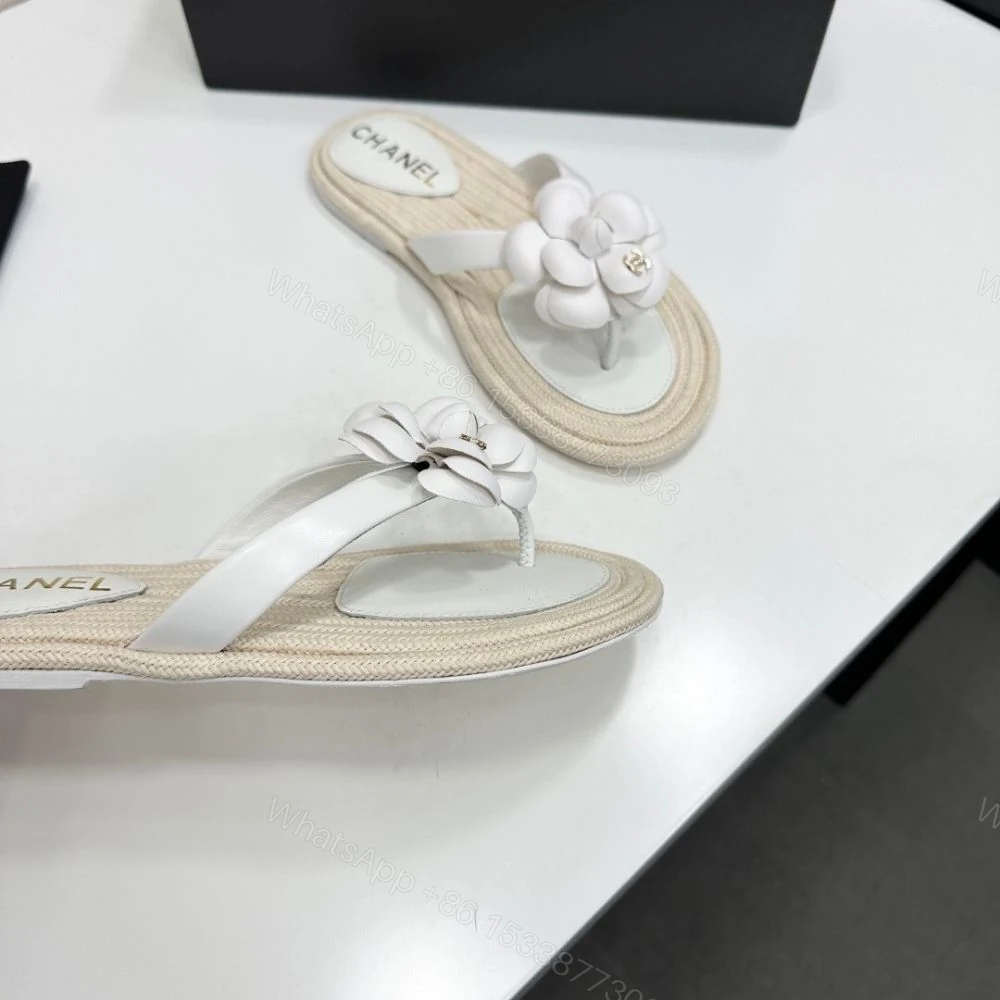 View 3 of Chanel Thong With Camellia White