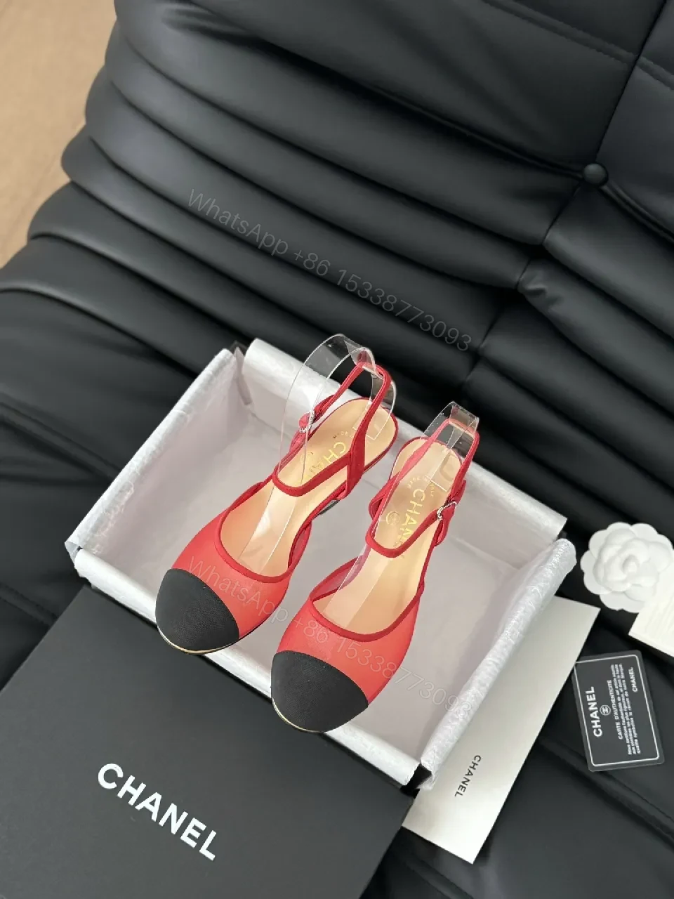 Red Suede Slingback Heels with Transparent Straps – Stiletto Lift — view 1