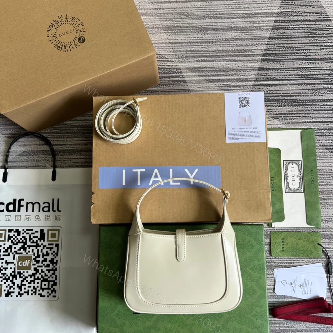 View 3 of GG JACKIE MINI 19 SHOULDER BAG IN WHITE CALFSKIN