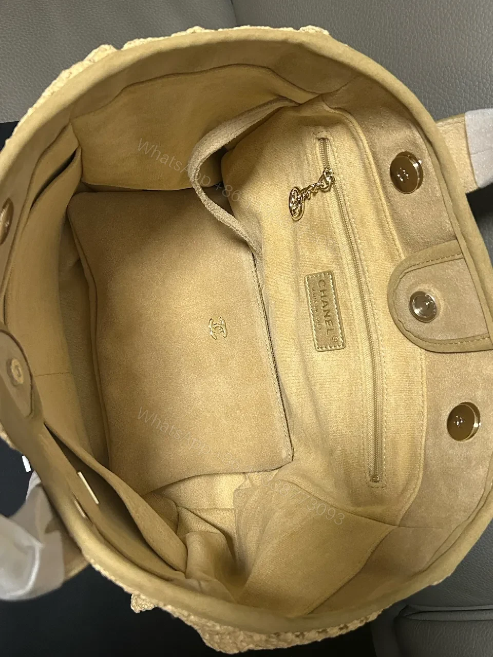 View 9 of Woven Tote with Sculpted Logo Detail + Top-Handle Carry