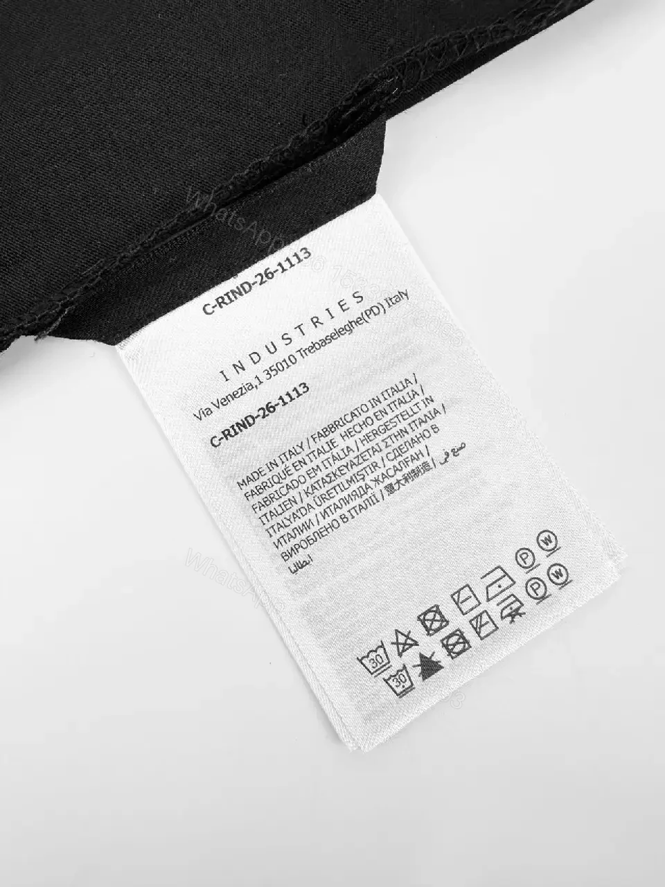 View 6 of Black Cotton Crewneck Tee with Logo Patch, Relaxed Fit T-shirt