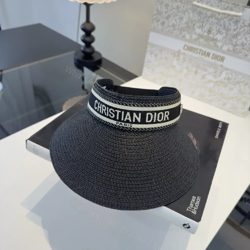 View 8 of Dark Navy Woven Straw Visor – Sporty-Casual Designer Sun Visor