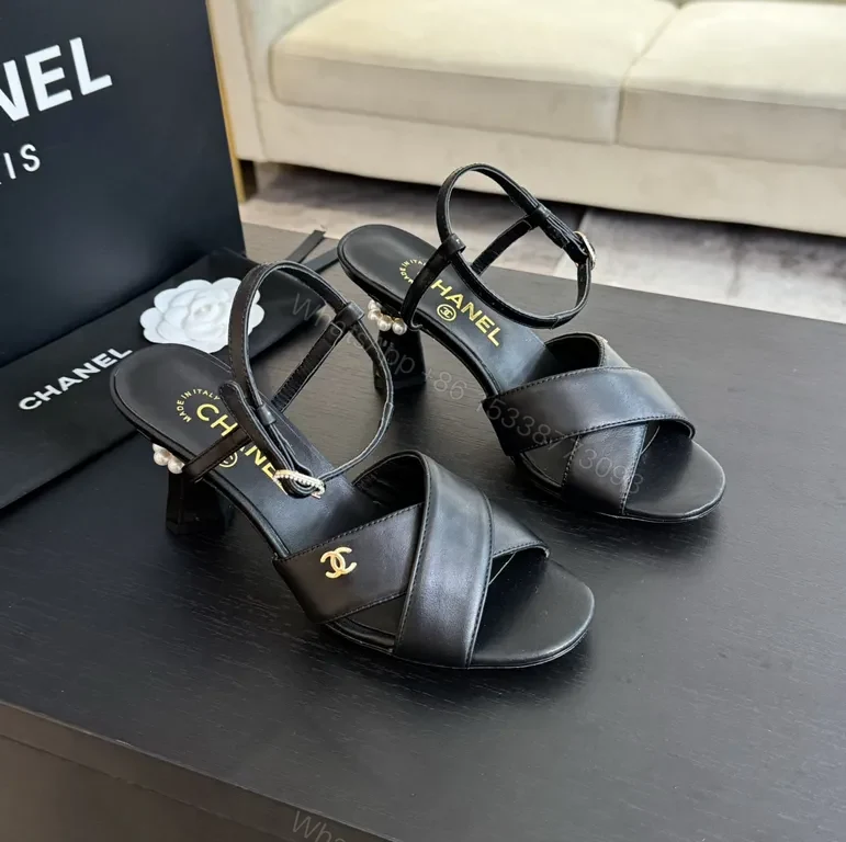 View 4 of Chanel-Inspired Black Leather Sandals: Modern Glam, Everyday Versatility