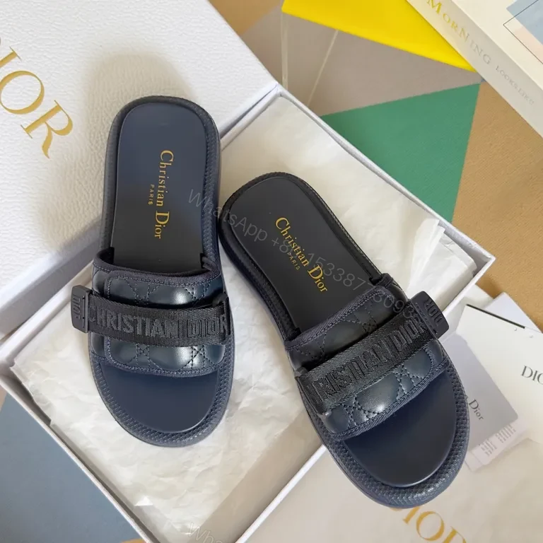 View 7 of Patterned Sandals: Quilted Leather Dior-Style Slide Sandals
