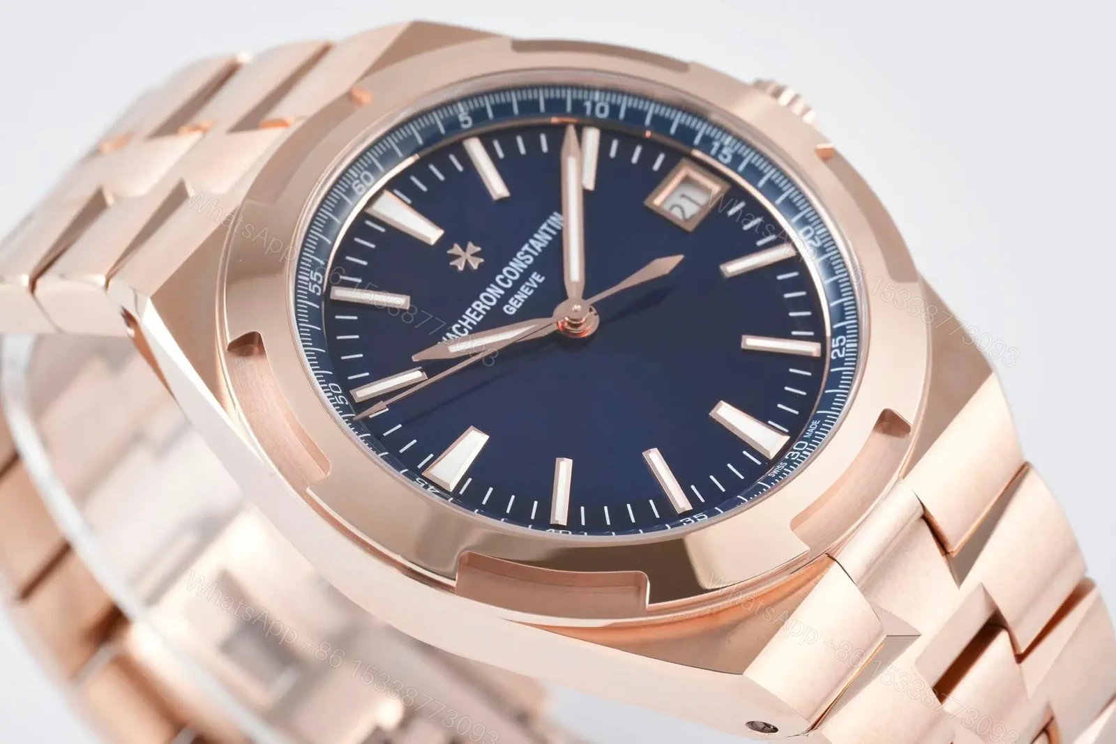 View 5 of PPF Factory Vacheron Constantin Overseas 4500V Series Rose Gold Blue Dial Automatic Watch – 41mm Case with Interchangeable Steel and Rubber Straps