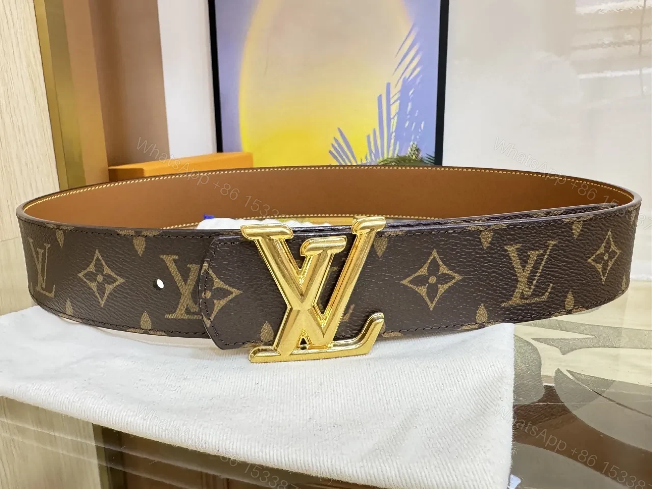 Chic Monogram Belt with Gold Buckle - Premium Couture-Style Accessory — view 1