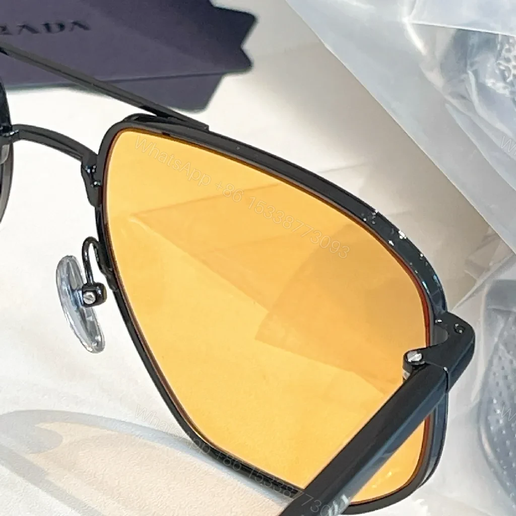 View 2 of Aviator Sunglasses Sunset Amber Lenses, Minimal Metal Frame