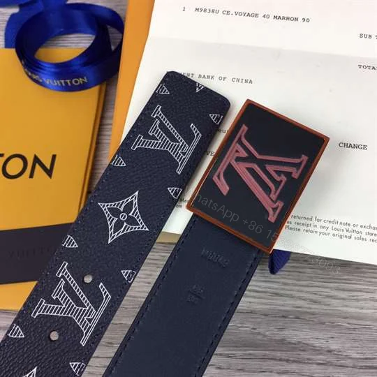 View 3 of LOUIS VUITTON BELT METROPOLE MONOGRAM UPSIDE DOWN INK NAVY – B132