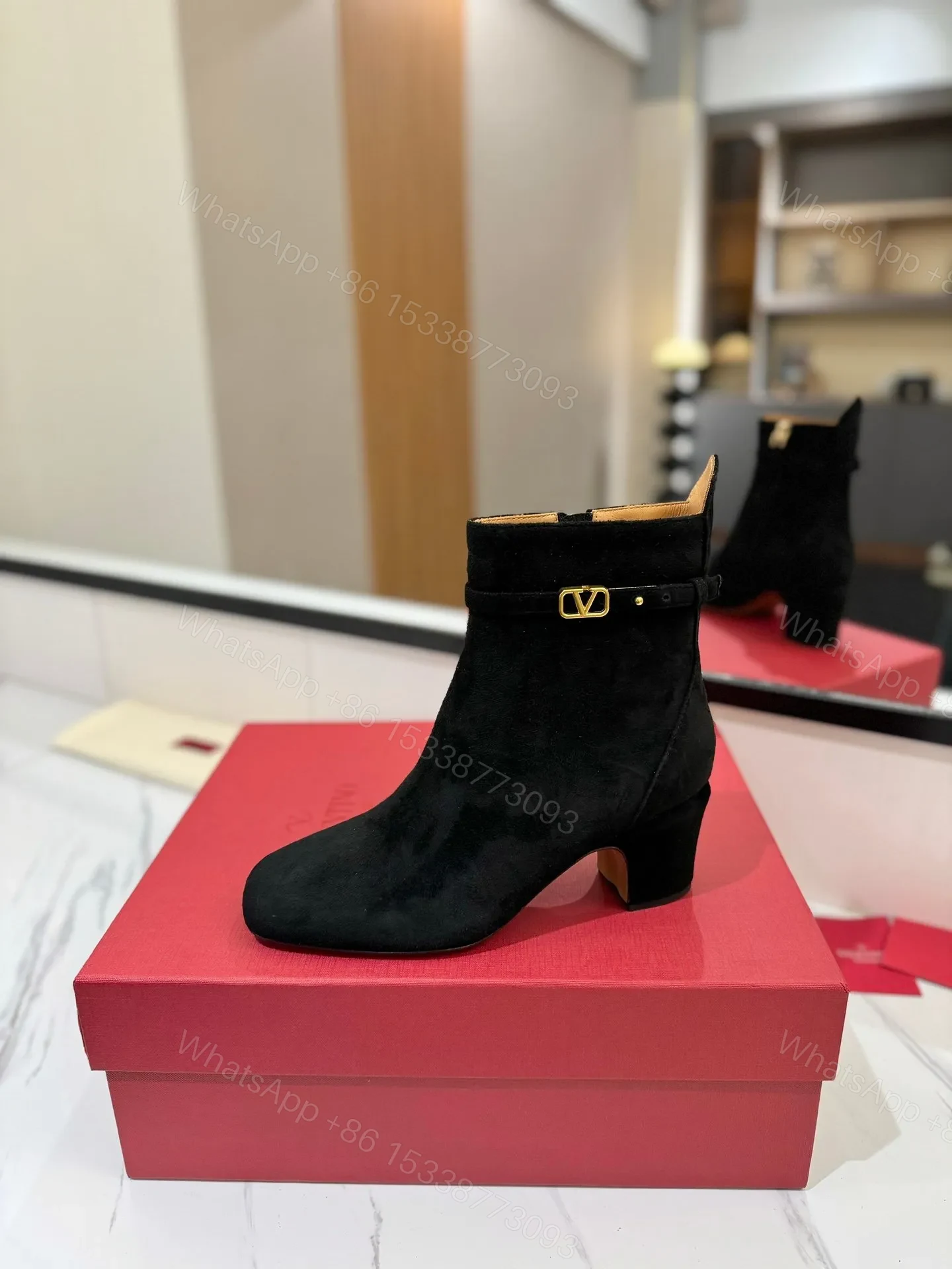 View 5 of Valentino Women Black Suede Ankle Boots