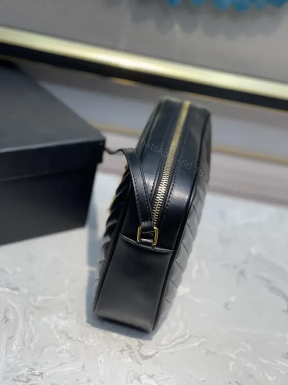 View 2 of Quilted Leather Crossbody: YSL Logo Chic, 7.5"