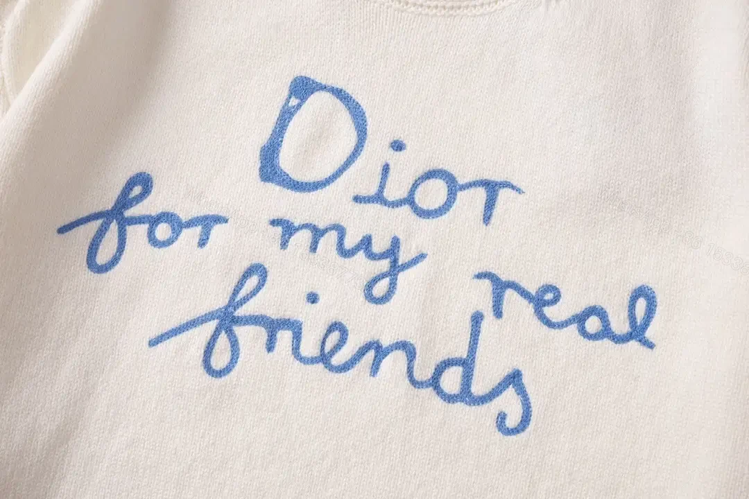 View 6 of Soft-Courier Knit with Blue Script Graphic Crewneck Knit Top