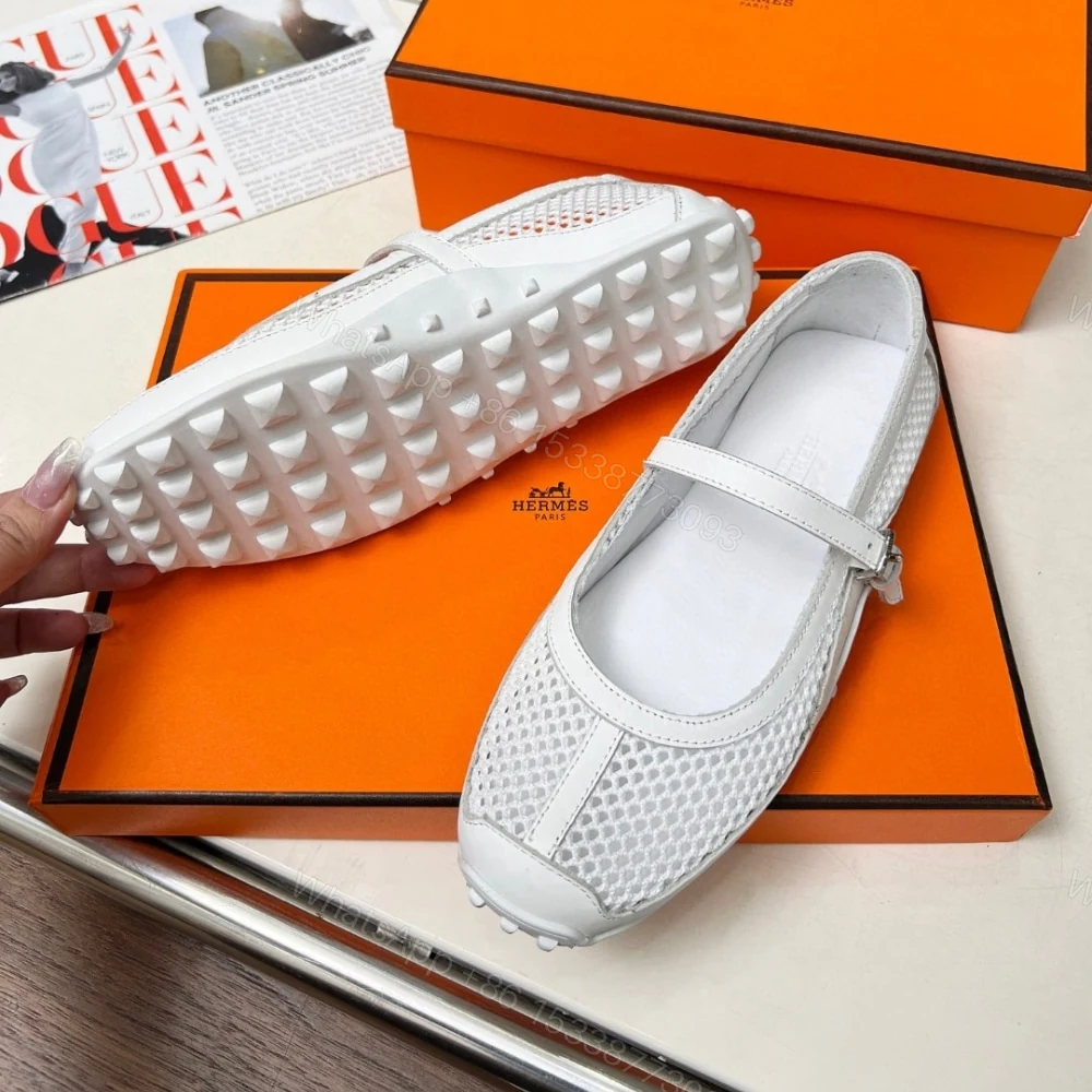 View 3 of HERMES KICHU BALLET FLATS BLANC H251170Z 90380