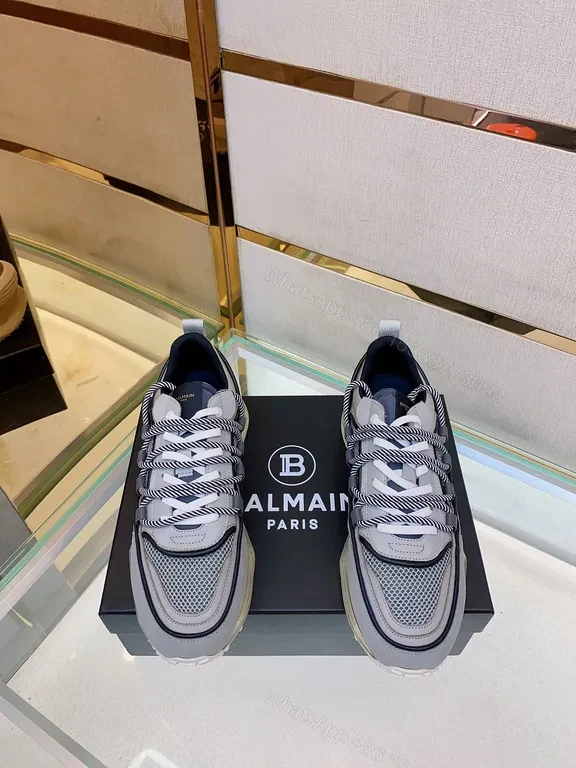 View 4 of Grey Knit Balmain Luxury Sneaker - Breathable, All-Day Comfort