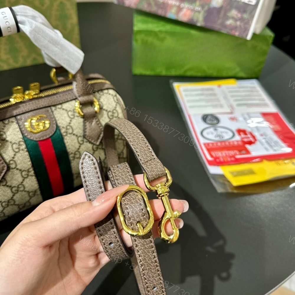 View 5 of Gucci Ophidia Gucci Small Boston Bag Beige And Dark Brown GG Monogram 22Cm 772053 96IWG 8745