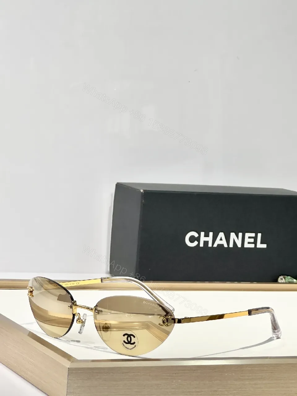 View 4 of Aviator Sunglasses: Luxe Gold-Bridge, Brew Lenses, Minimal Chanel-Inspired Iconic Style