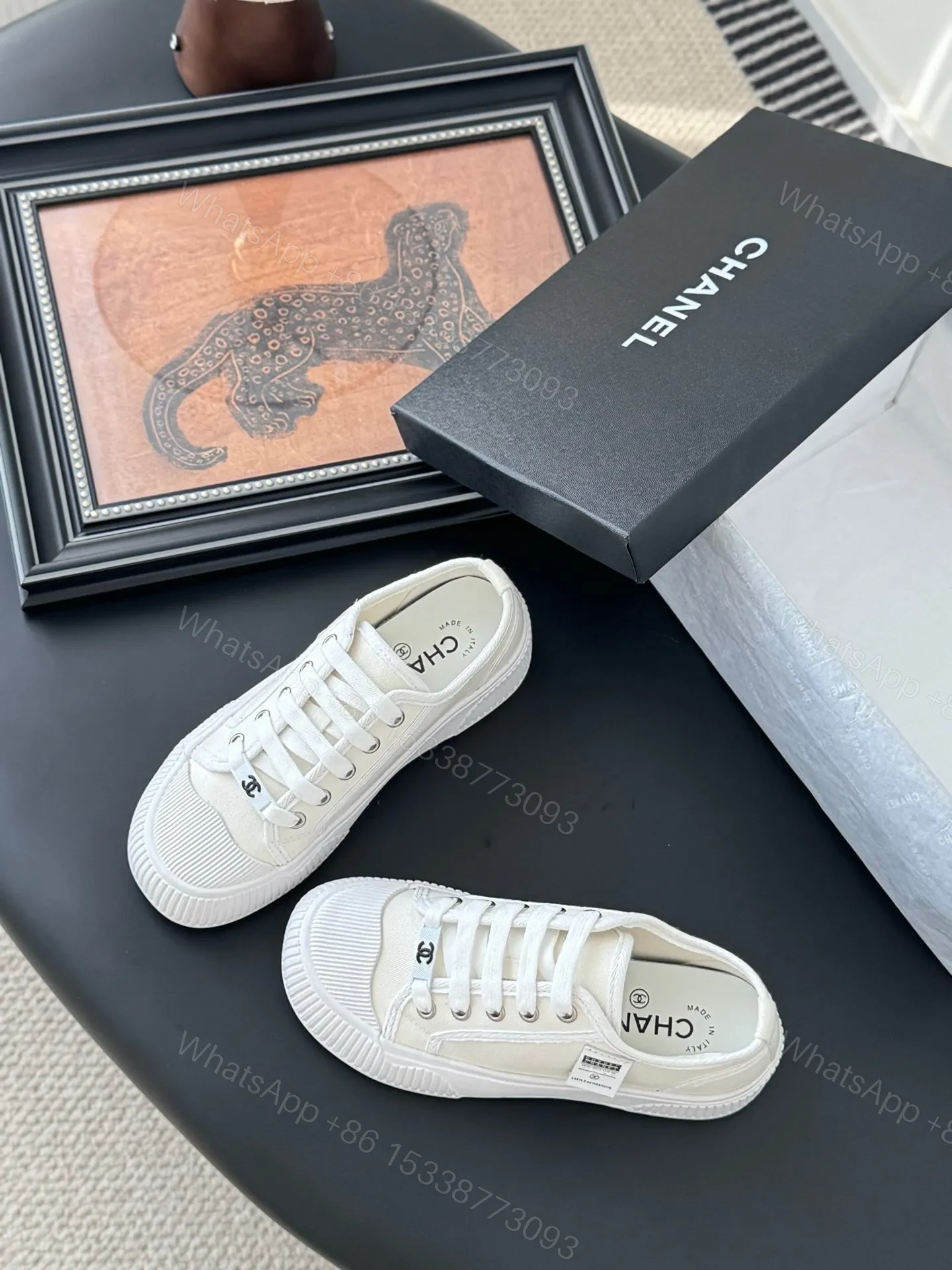 View 6 of Chanel Women White Canvas Sneakers