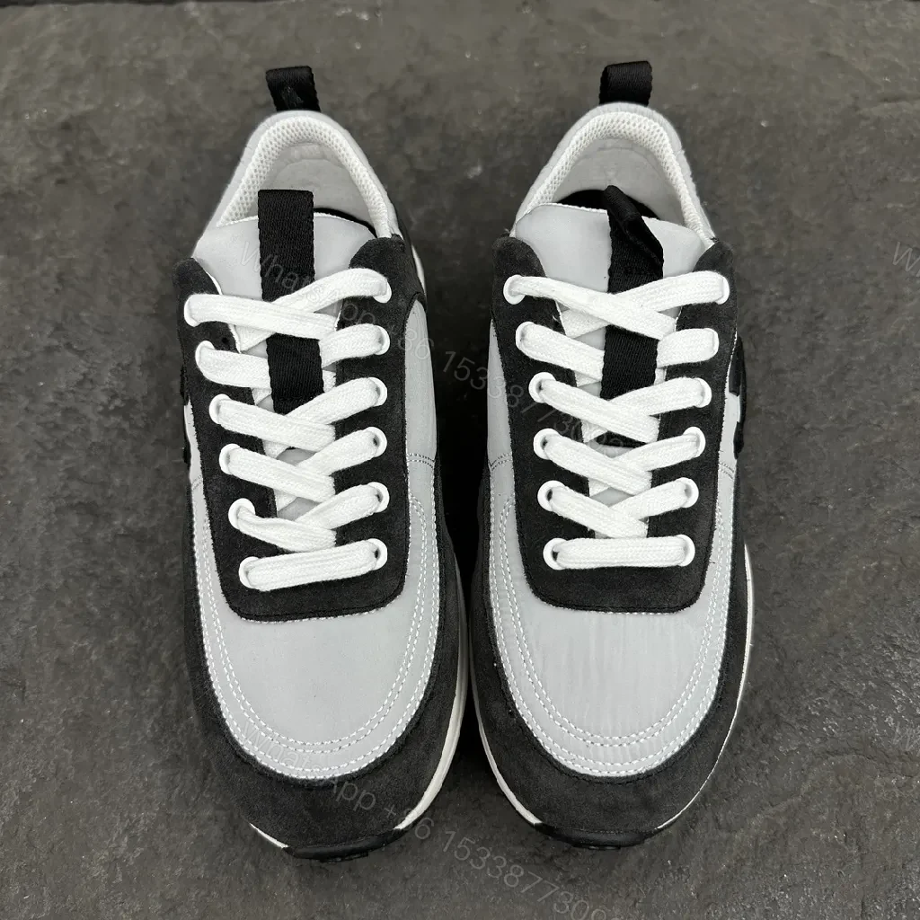 View 7 of Black and White Suede Nubuck Leather High-Top Sneaker with Signature Logo Embossment