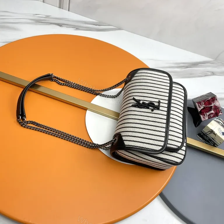 View 9 of Patterned Stride Bag: Modern Stripes with YSL Hardware Luxury Bag