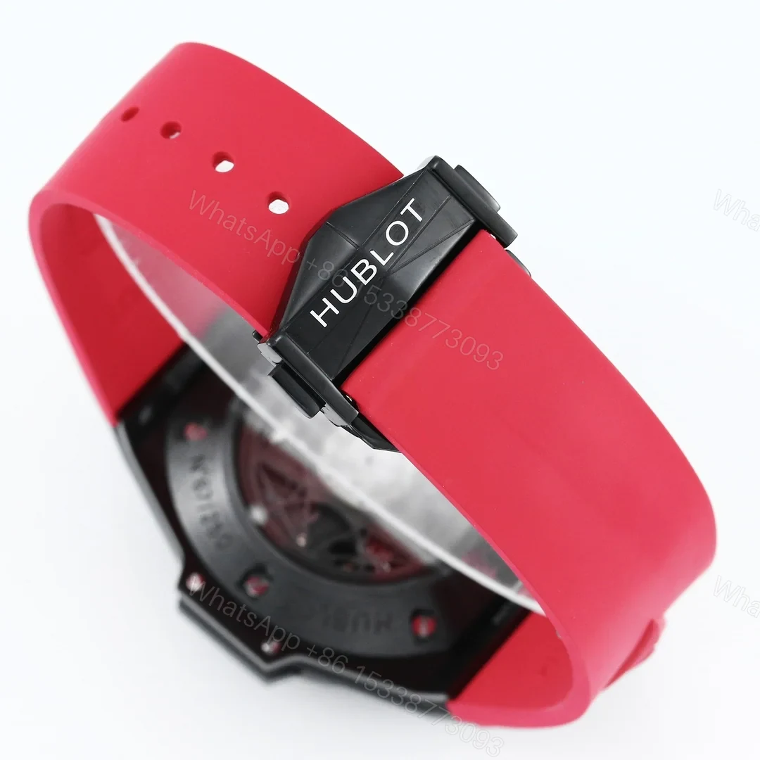 View 7 of Hublot Big Bang Sang Bleu Replica 45MM Premium Black Ceramic Red Rubber Strap Edition RG-HUBLOT-SANGBLEU-RED-45