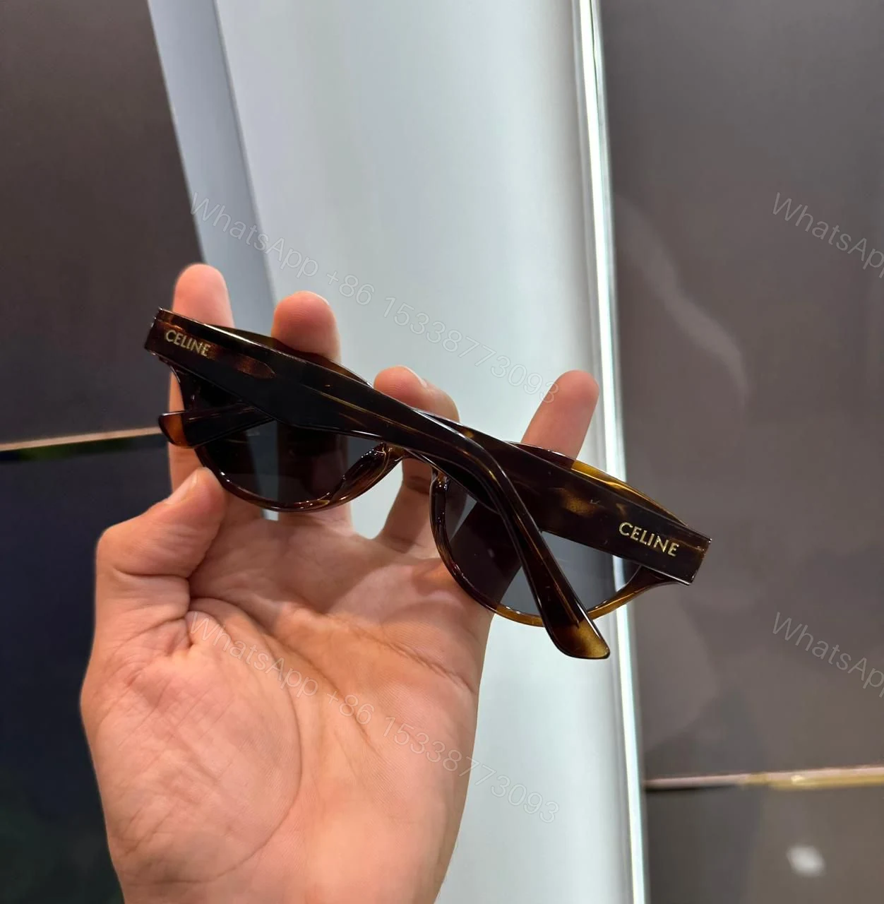 View 3 of Celine Oval Brown Havana Sunglasses