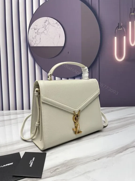 View 3 of Ivory Calfskin Crossbody: Luxury YSL-Style Envelope Handbag
