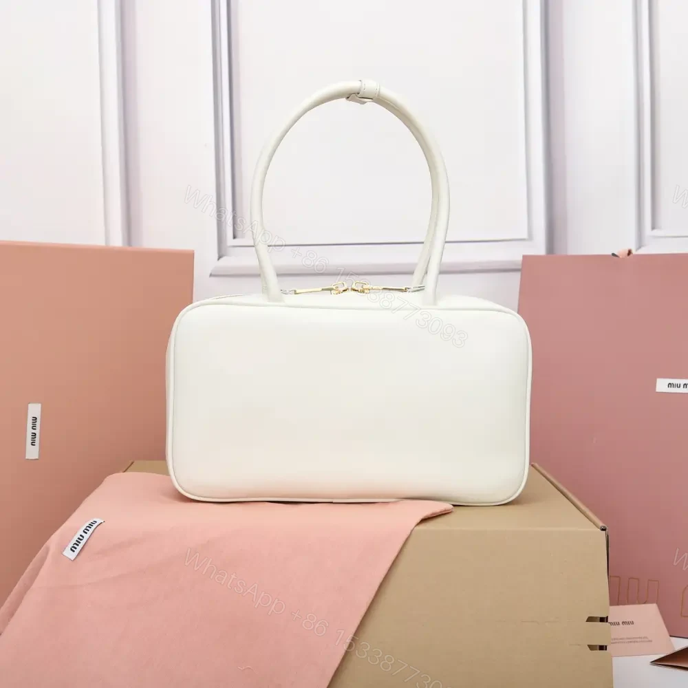 View 2 of 高仿miumiu*5BB172壓紋LOGO手提包小牛皮白色免檢版