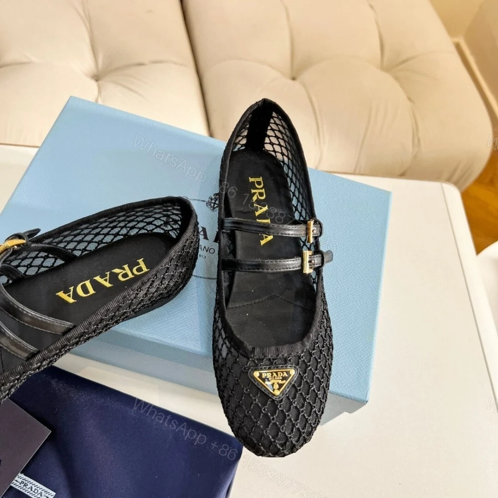 View 8 of PRADA MESH FABRIC BALLERINAS BLACK 1F915N 099 F0002 F 005