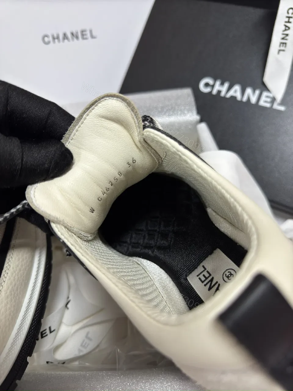 View 3 of Beige Leather-Trim High-Top Trainers: Luxury Comfort