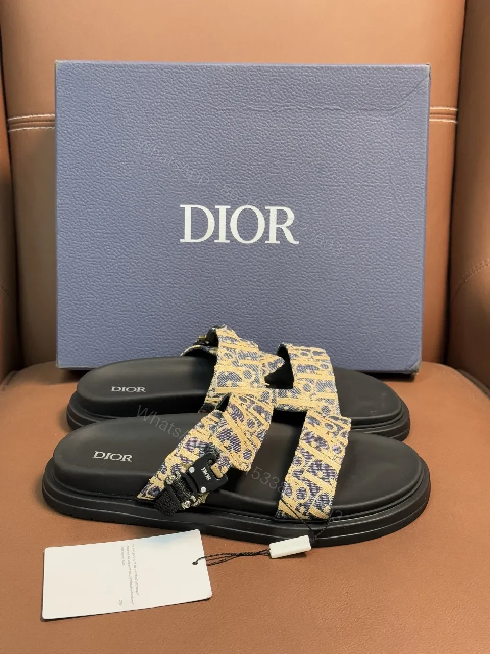 View 2 of Dior-Patterned Sandals: Adjustable Straps, Contoured Comfort