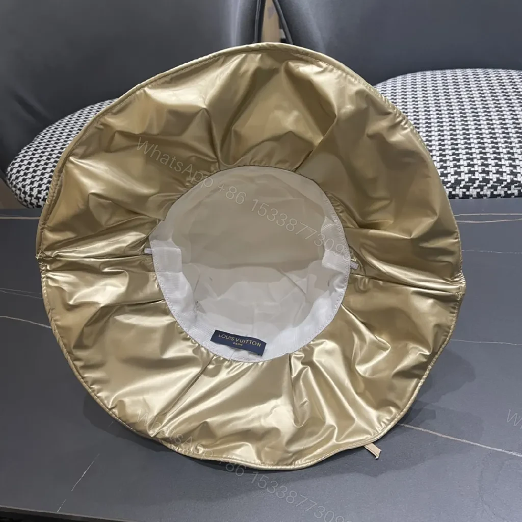 View 8 of Beige Textured Bucket Hat with Emblem, Everyday Luxury