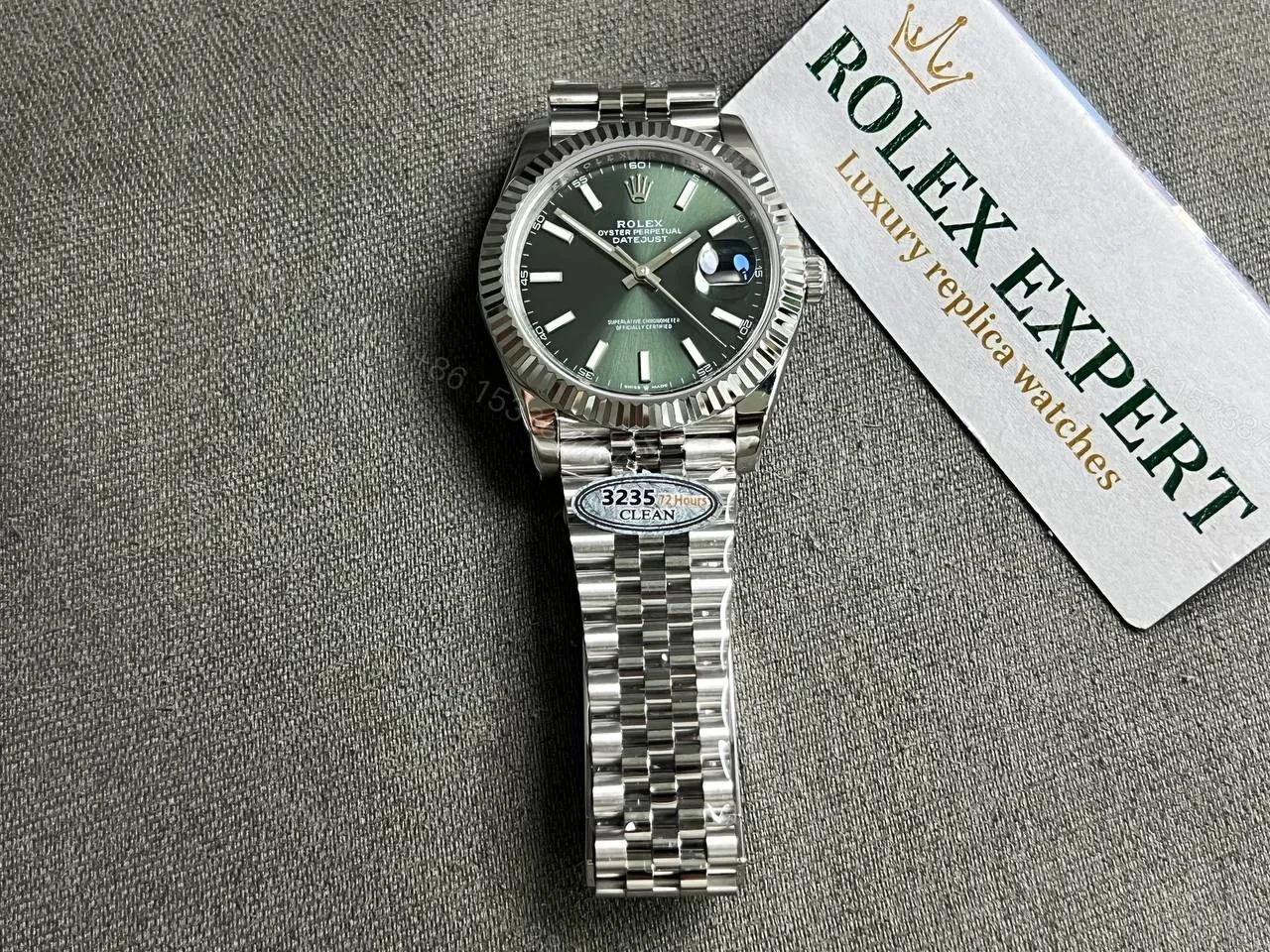 View 2 of Rolex Datejust Green Dial 126334 Jubilee 41 mm