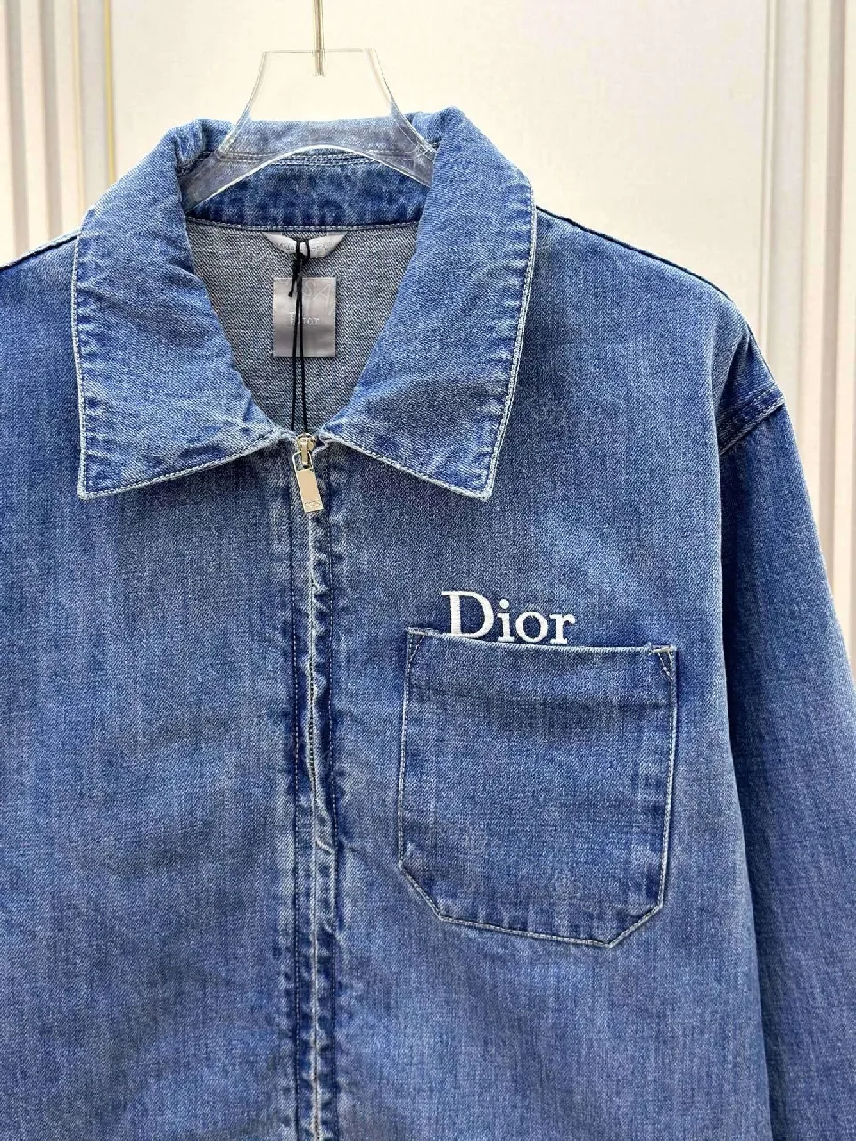 View 9 of Denim Utility Jacket with Dior-Inspired Pocket Detail