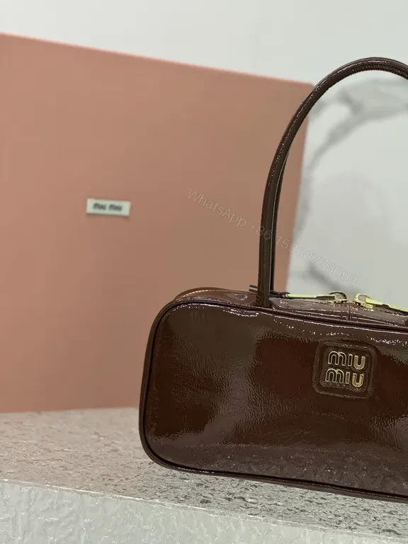 View 4 of Compact Miu Miu Patent Leather Handbag: Gold Hardware, Structured