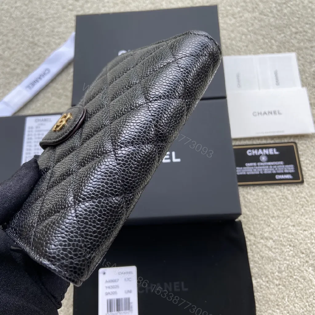 View 7 of Chic Quilted Black Wallet with Gold Clasp