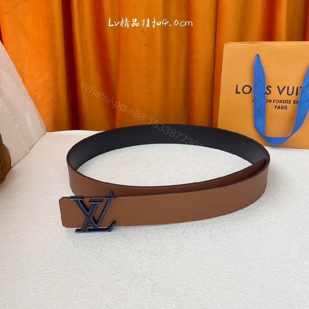 Brown Leather Belt with LV Buckle: Timeless Luxury Belt — view 1